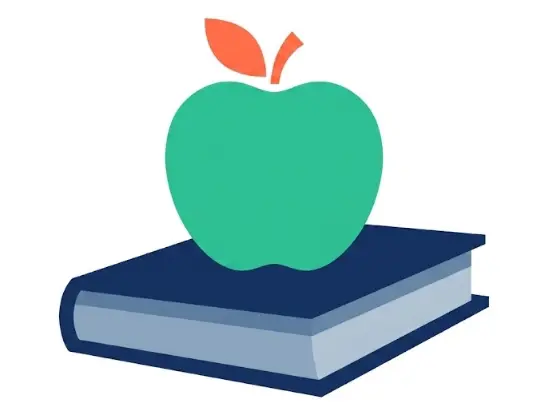 Grønt eple ikon som representerer leksehjelp og undervisning i grunnskolen